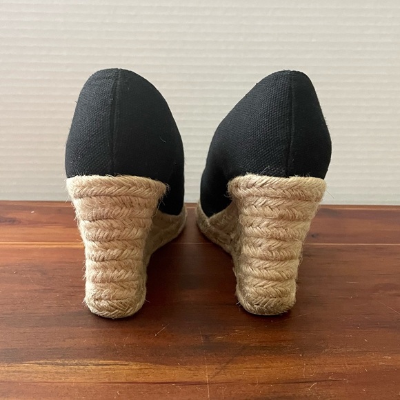 Peep-Toe Espadrille Platform Wedge Sandals Black Canvas & Jute | Sonoma Footwear - Picture 13 of 16
